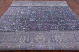 Grey Contemporary Hand Knotted Wool & Silk Rug - 9' 0" X 12' 3" - Golden Nile