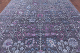 Grey Contemporary Hand Knotted Wool & Silk Rug - 9' 0" X 12' 3" - Golden Nile