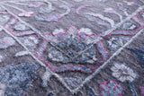 Grey Contemporary Hand Knotted Wool & Silk Rug - 9' 0" X 12' 3" - Golden Nile