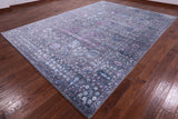 Grey Contemporary Hand Knotted Wool & Silk Rug - 9' 0" X 12' 3" - Golden Nile