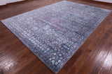 Grey Contemporary Hand Knotted Wool & Silk Rug - 9' 0" X 12' 3" - Golden Nile