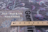 Grey Contemporary Hand Knotted Wool & Silk Rug - 9' 0" X 12' 3" - Golden Nile