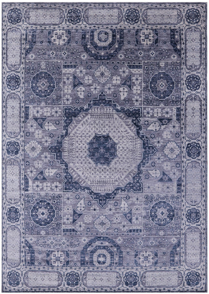 Geometric Persian Mamluk Hand Knotted Wool Rug - 8' 11" X 12' 3" - Golden Nile