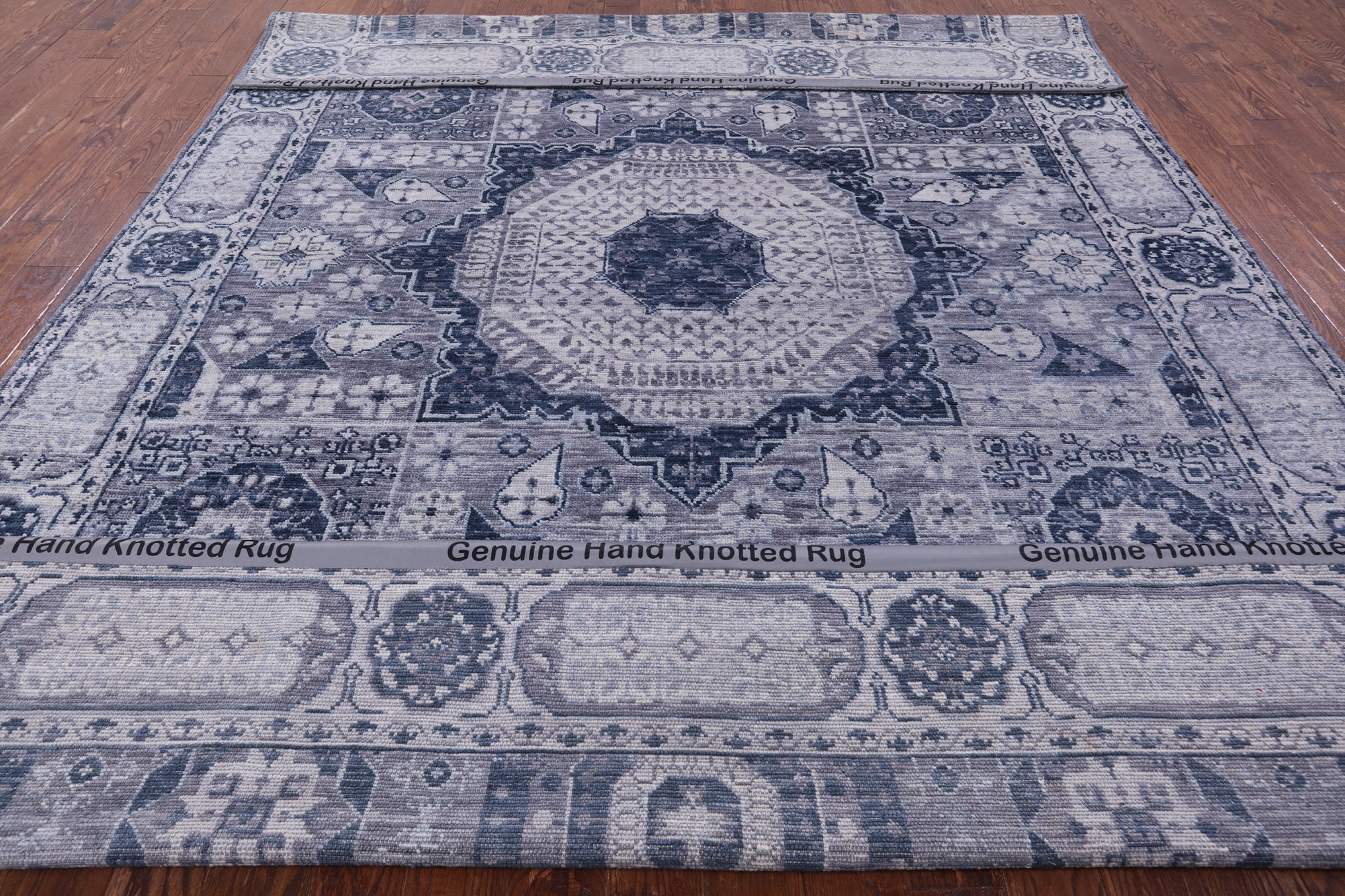 Geometric Persian Mamluk Hand Knotted Wool Rug - 8' 11" X 12' 3" - Golden Nile