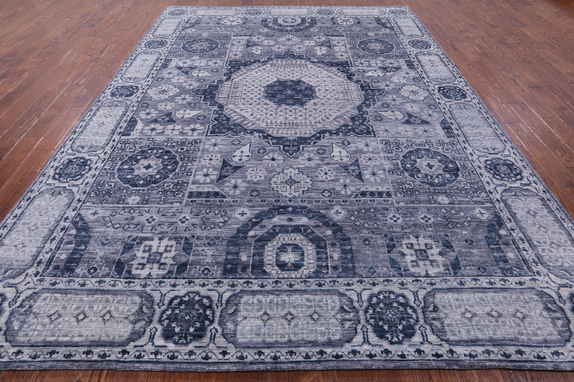 Geometric Persian Mamluk Hand Knotted Wool Rug - 8' 11" X 12' 3" - Golden Nile