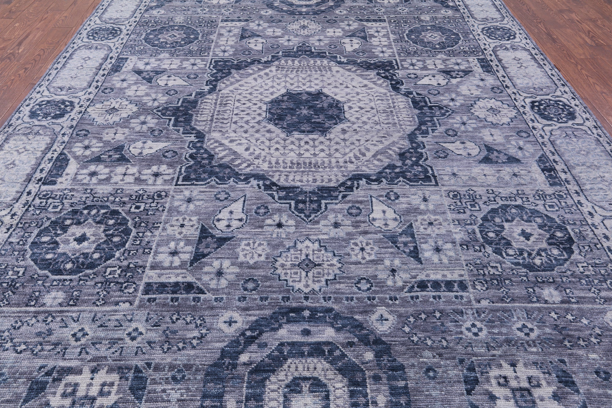 Geometric Persian Mamluk Hand Knotted Wool Rug - 8' 11" X 12' 3" - Golden Nile