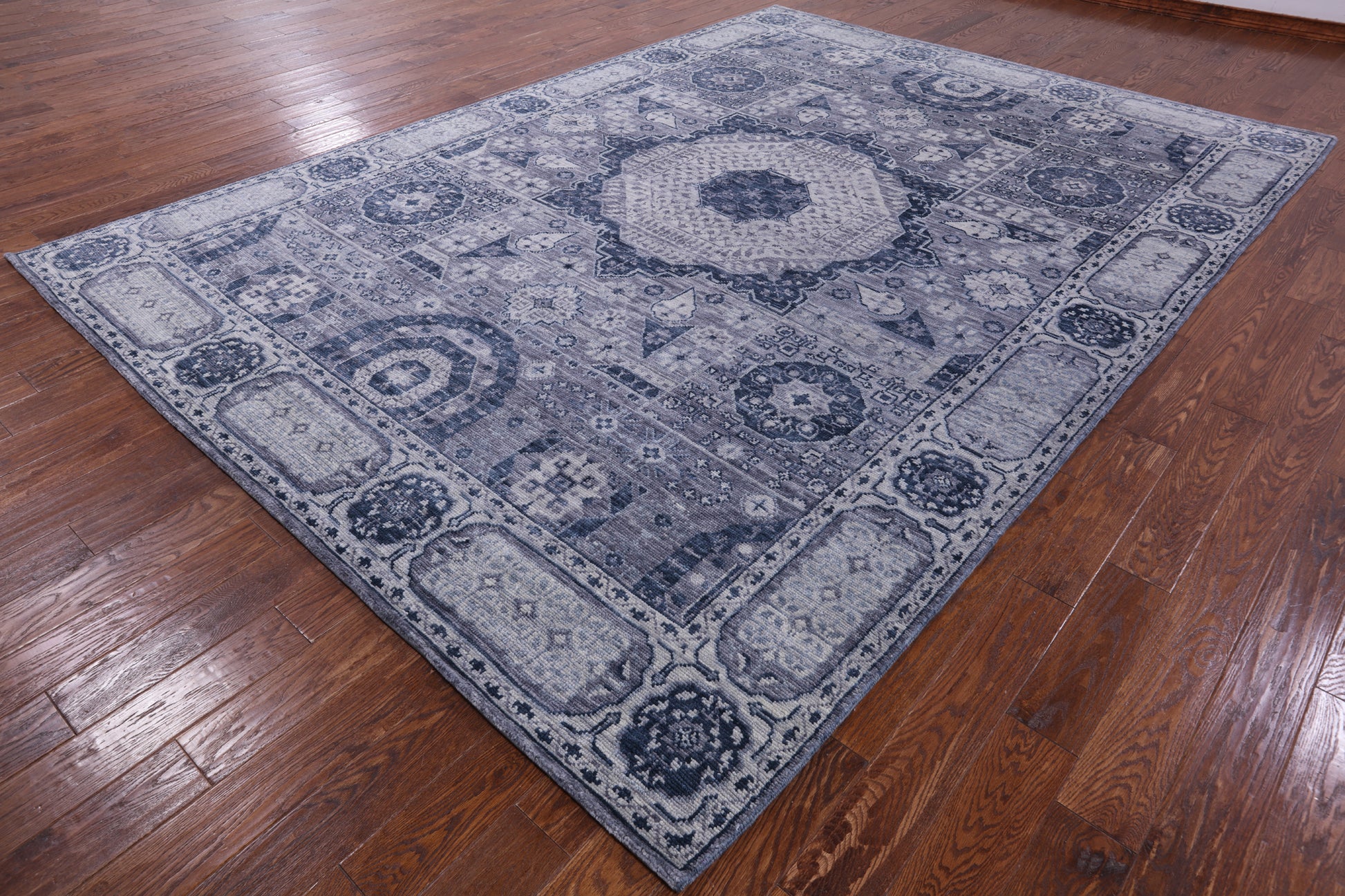 Geometric Persian Mamluk Hand Knotted Wool Rug - 8' 11" X 12' 3" - Golden Nile
