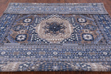 Geometric Persian Mamluk Hand Knotted Wool Rug - 8' 2" X 9' 8" - Golden Nile