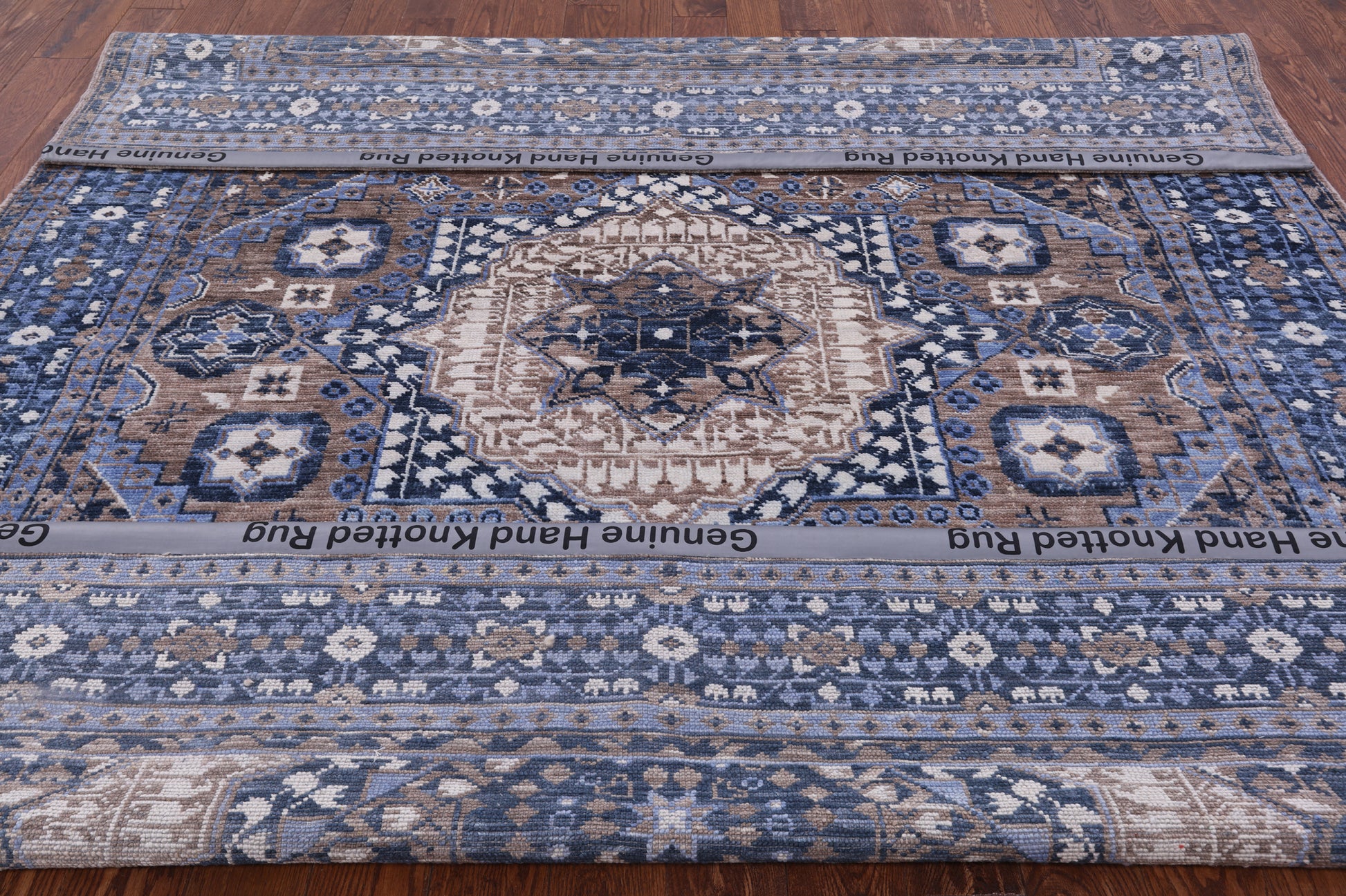 Geometric Persian Mamluk Hand Knotted Wool Rug - 8' 2" X 9' 8" - Golden Nile