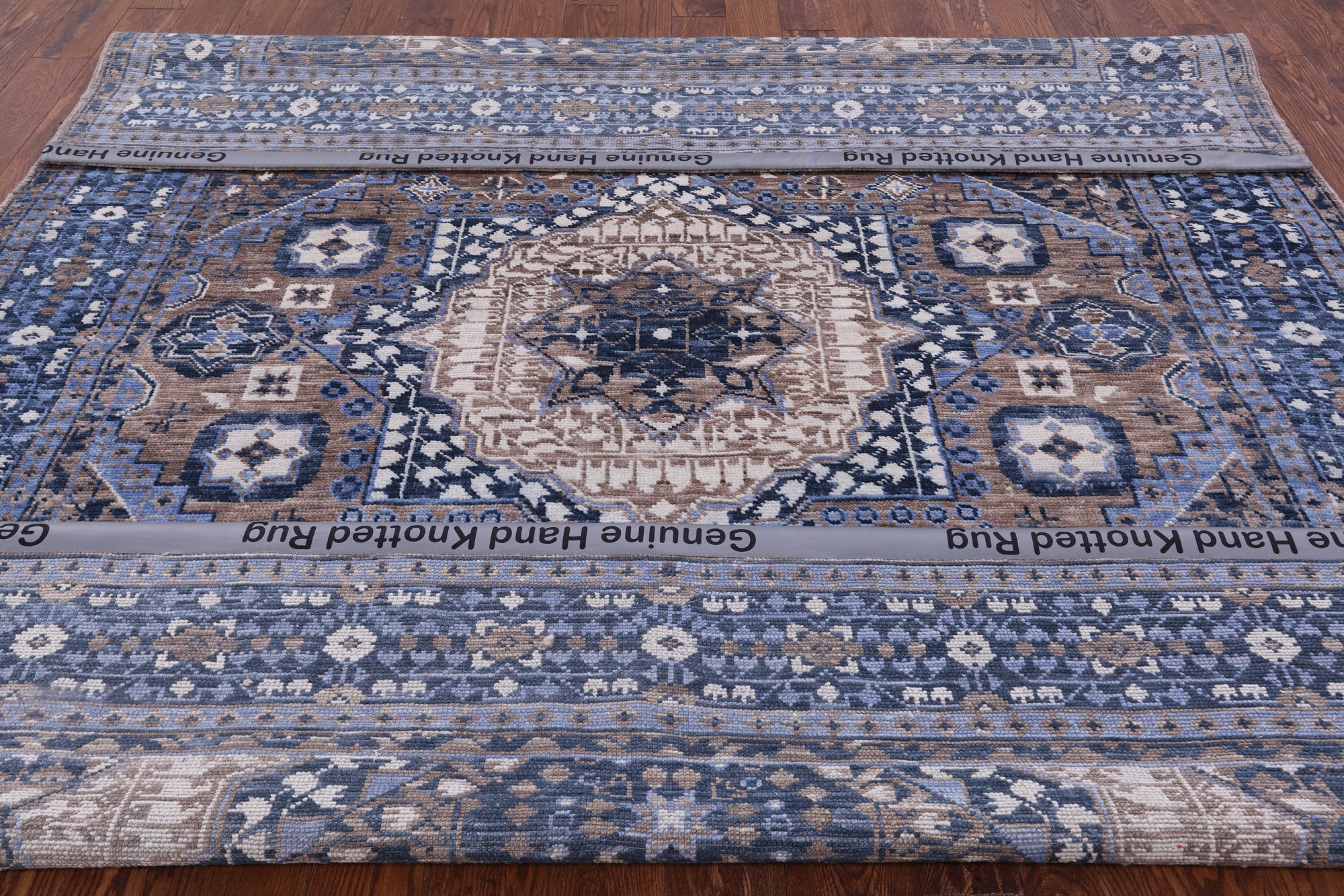 Geometric Persian Mamluk Hand Knotted Wool Rug - 8' 2" X 9' 8" - Golden Nile
