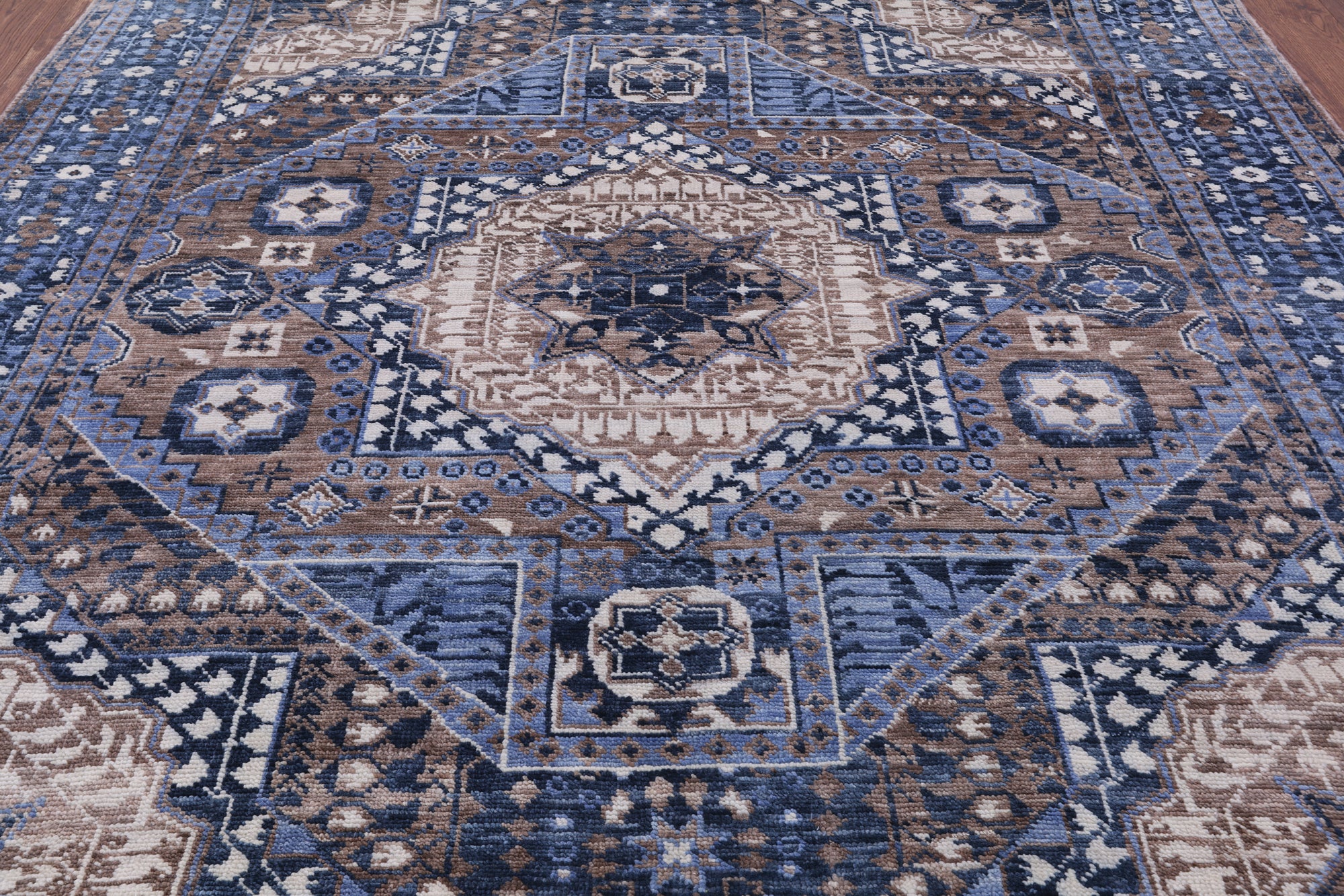 Geometric Persian Mamluk Hand Knotted Wool Rug - 8' 2" X 9' 8" - Golden Nile