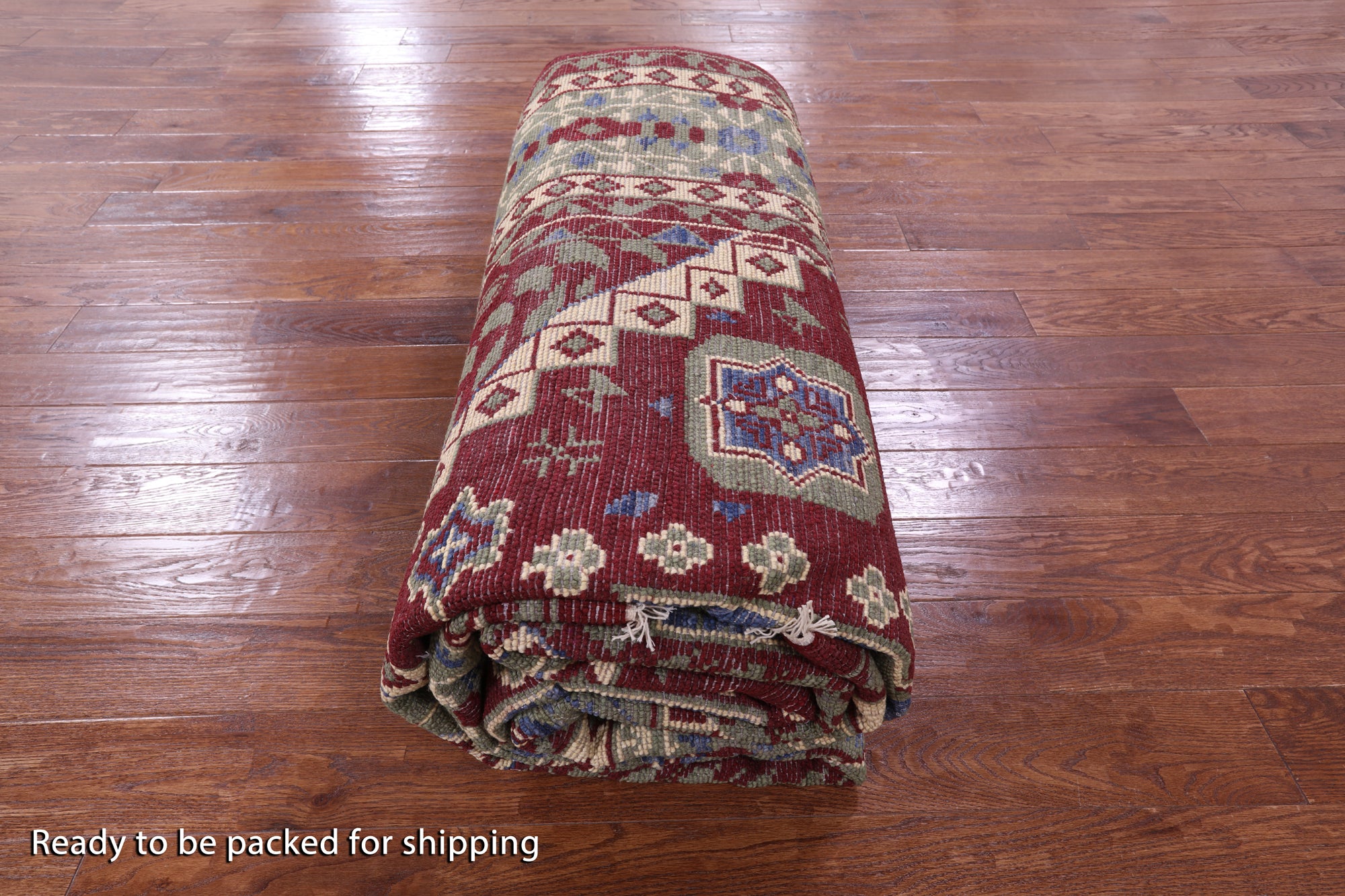 Red Geometric Persian Mamluk Hand Knotted Wool Rug - 10' 3" X 14' 3" - Golden Nile