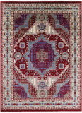 Red Geometric Persian Mamluk Hand Knotted Wool Rug - 10' 3" X 14' 3" - Golden Nile