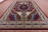 Red Geometric Persian Mamluk Hand Knotted Wool Rug - 10' 3" X 14' 3" - Golden Nile