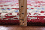 Red Geometric Persian Mamluk Hand Knotted Wool Rug - 10' 3" X 14' 3" - Golden Nile