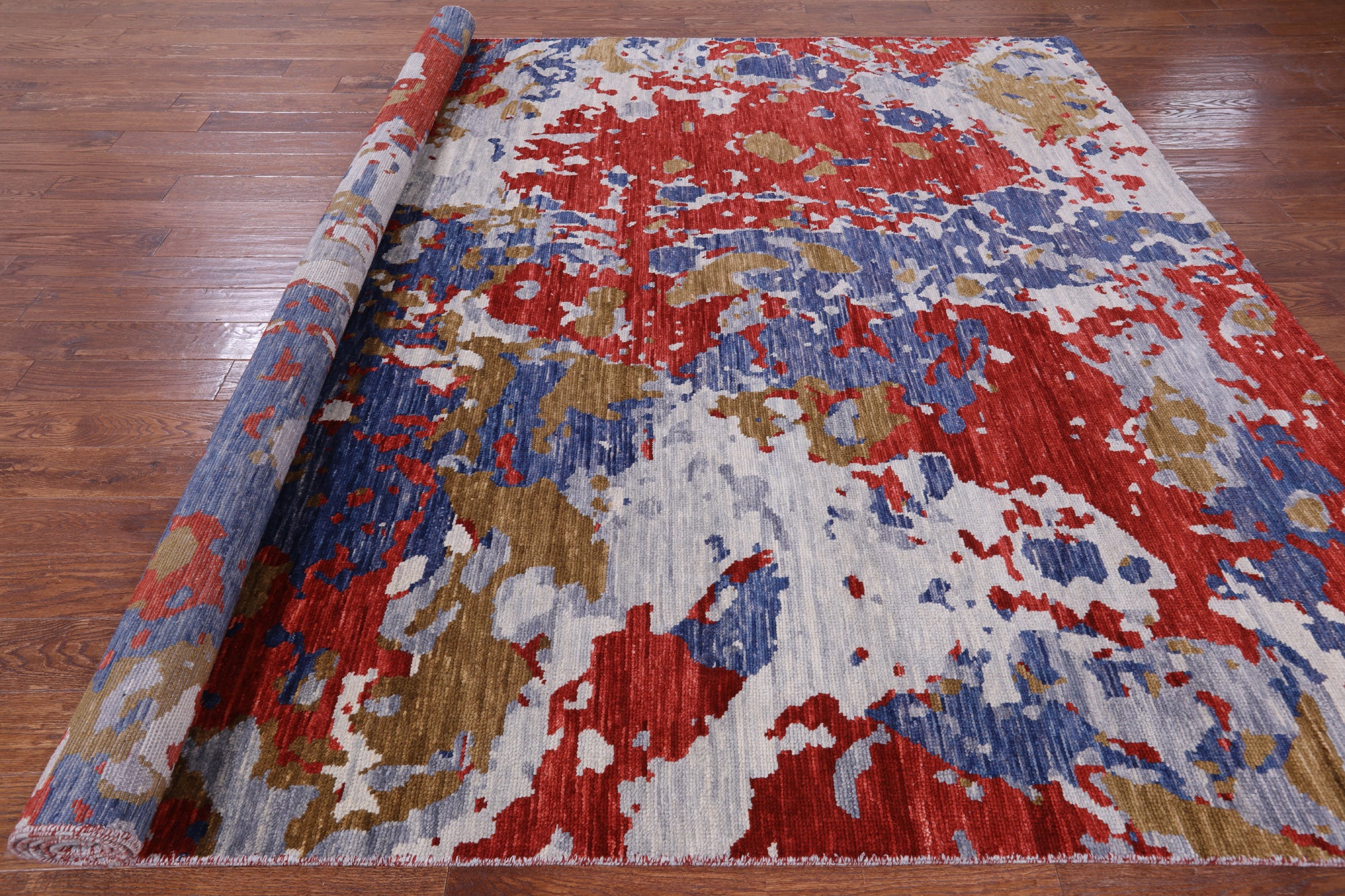 Abstract Modern Hand Knotted Wool Rug - 8' 11" X 11' 7" - Golden Nile
