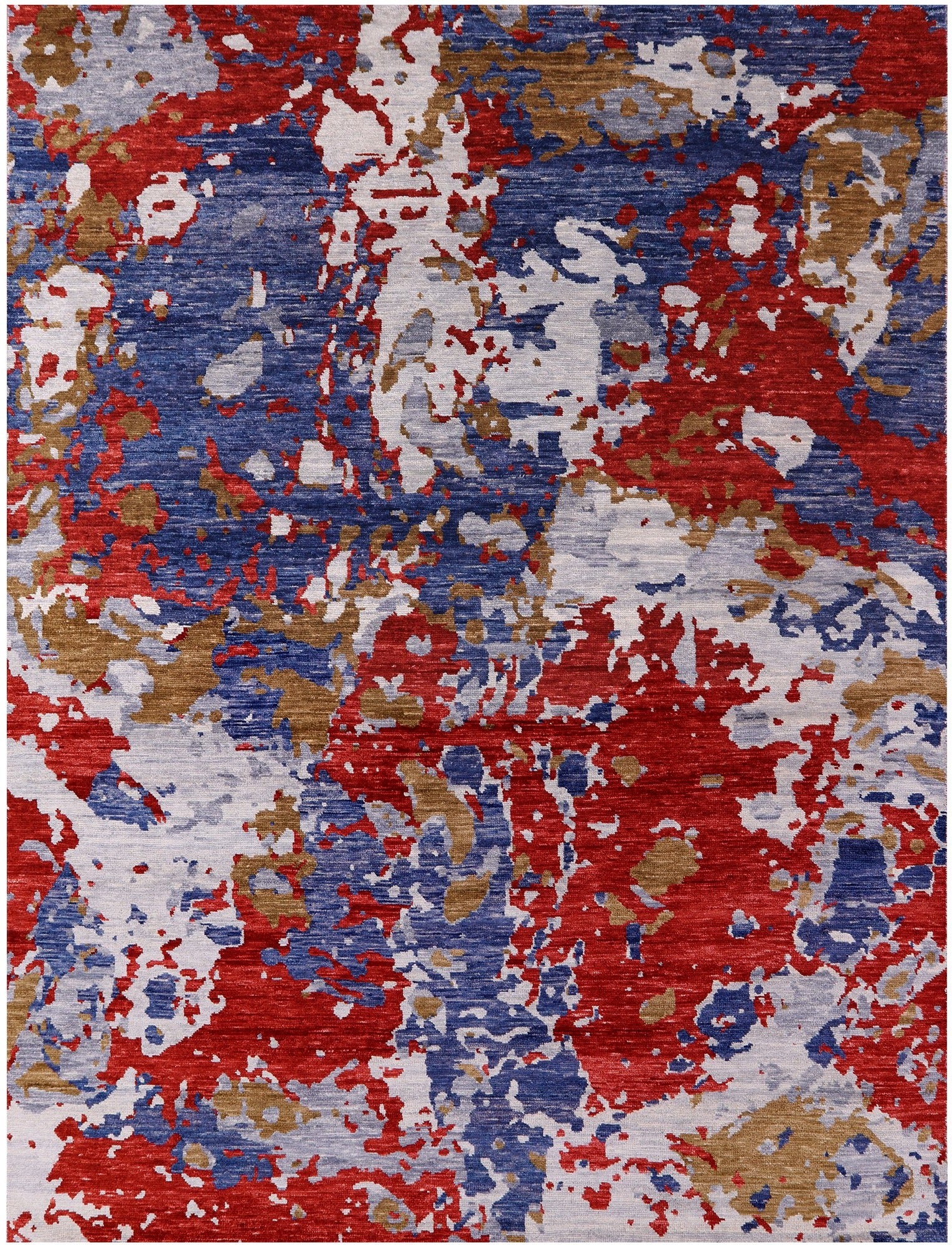 Abstract Modern Hand Knotted Wool Rug - 8' 11" X 11' 7" - Golden Nile