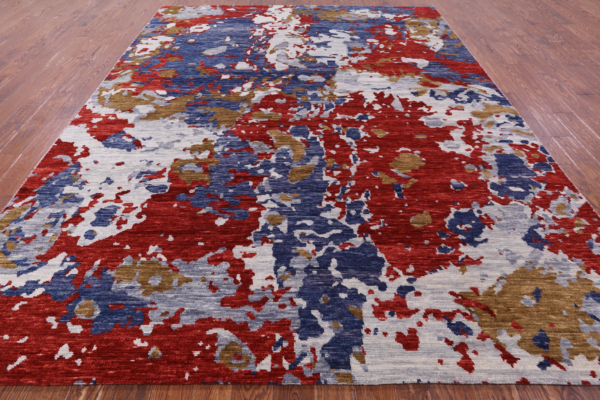 Abstract Modern Hand Knotted Wool Rug - 8' 11" X 11' 7" - Golden Nile