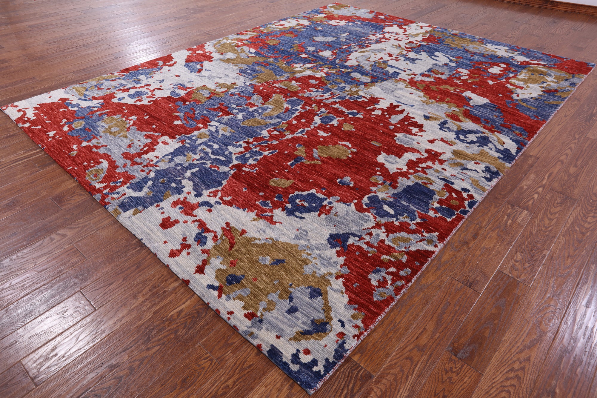 Abstract Modern Hand Knotted Wool Rug - 8' 11" X 11' 7" - Golden Nile