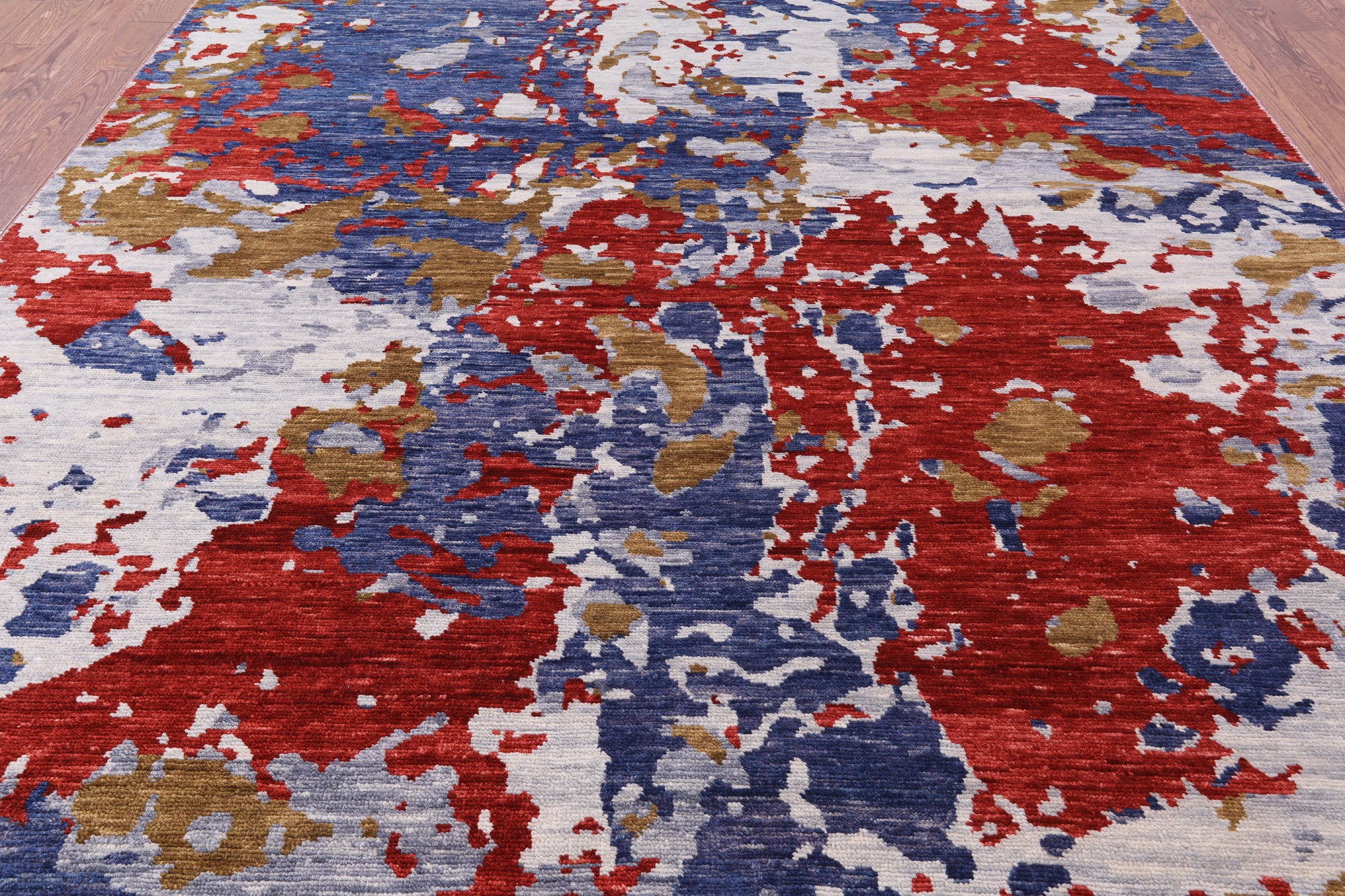 Abstract Modern Hand Knotted Wool Rug - 8' 11" X 11' 7" - Golden Nile