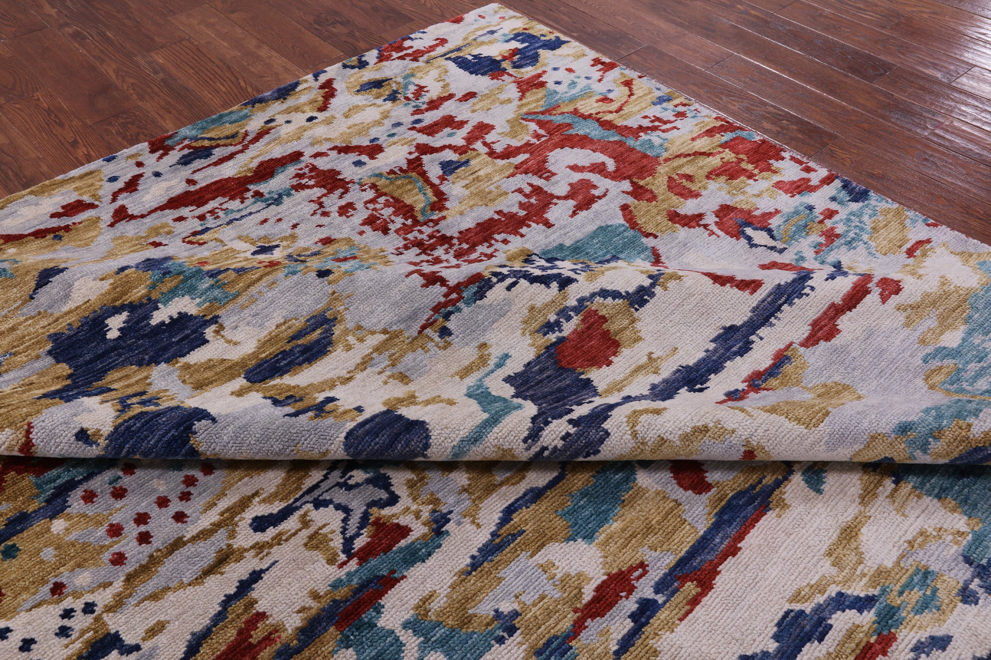 Abstract Modern Hand Knotted Wool Rug - 8' 10" X 12' 3" - Golden Nile