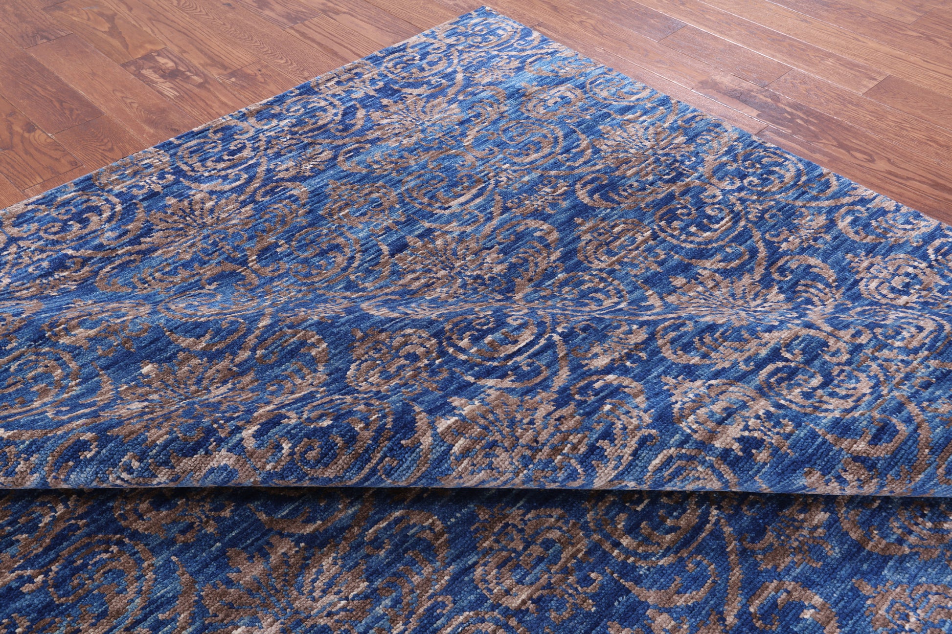 Blue Modern Hand Knotted Wool Rug - 8' 10" X 11' 11" - Golden Nile
