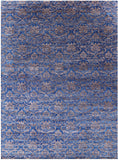 Blue Modern Hand Knotted Wool Rug - 8' 10" X 11' 11" - Golden Nile