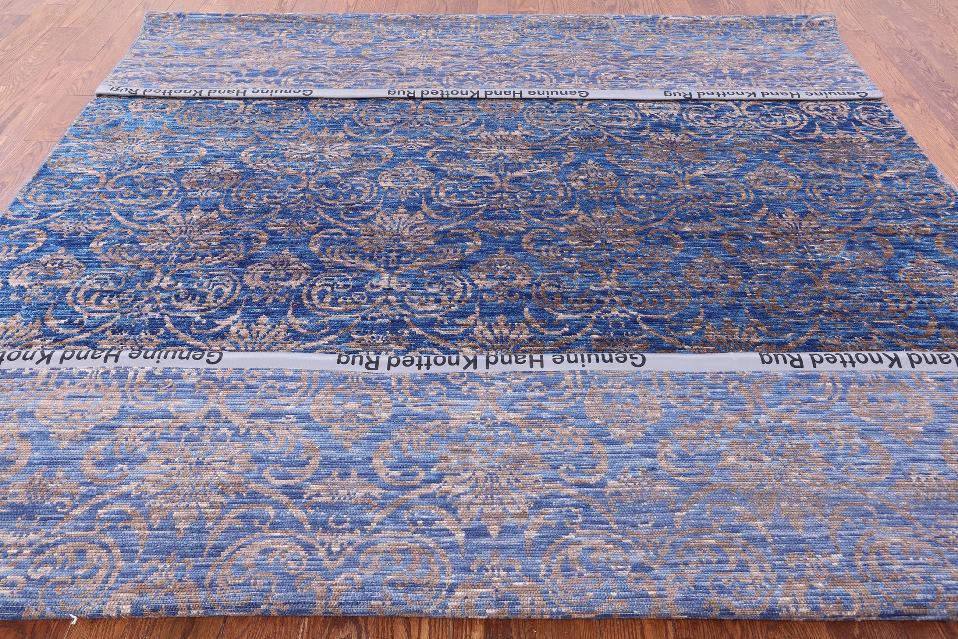 Blue Modern Hand Knotted Wool Rug - 8' 10" X 11' 11" - Golden Nile
