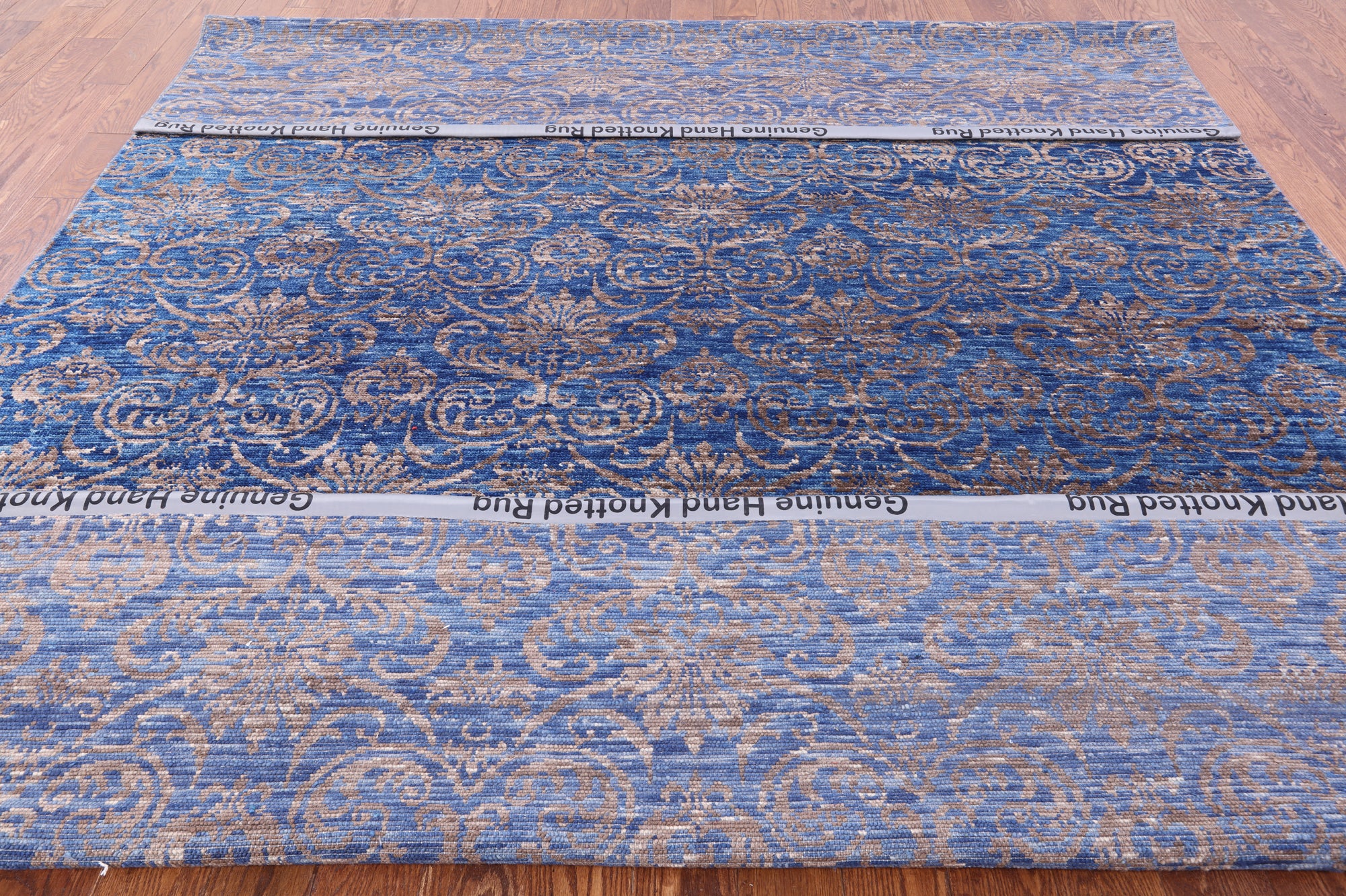 Blue Modern Hand Knotted Wool Rug - 8' 10" X 11' 11" - Golden Nile