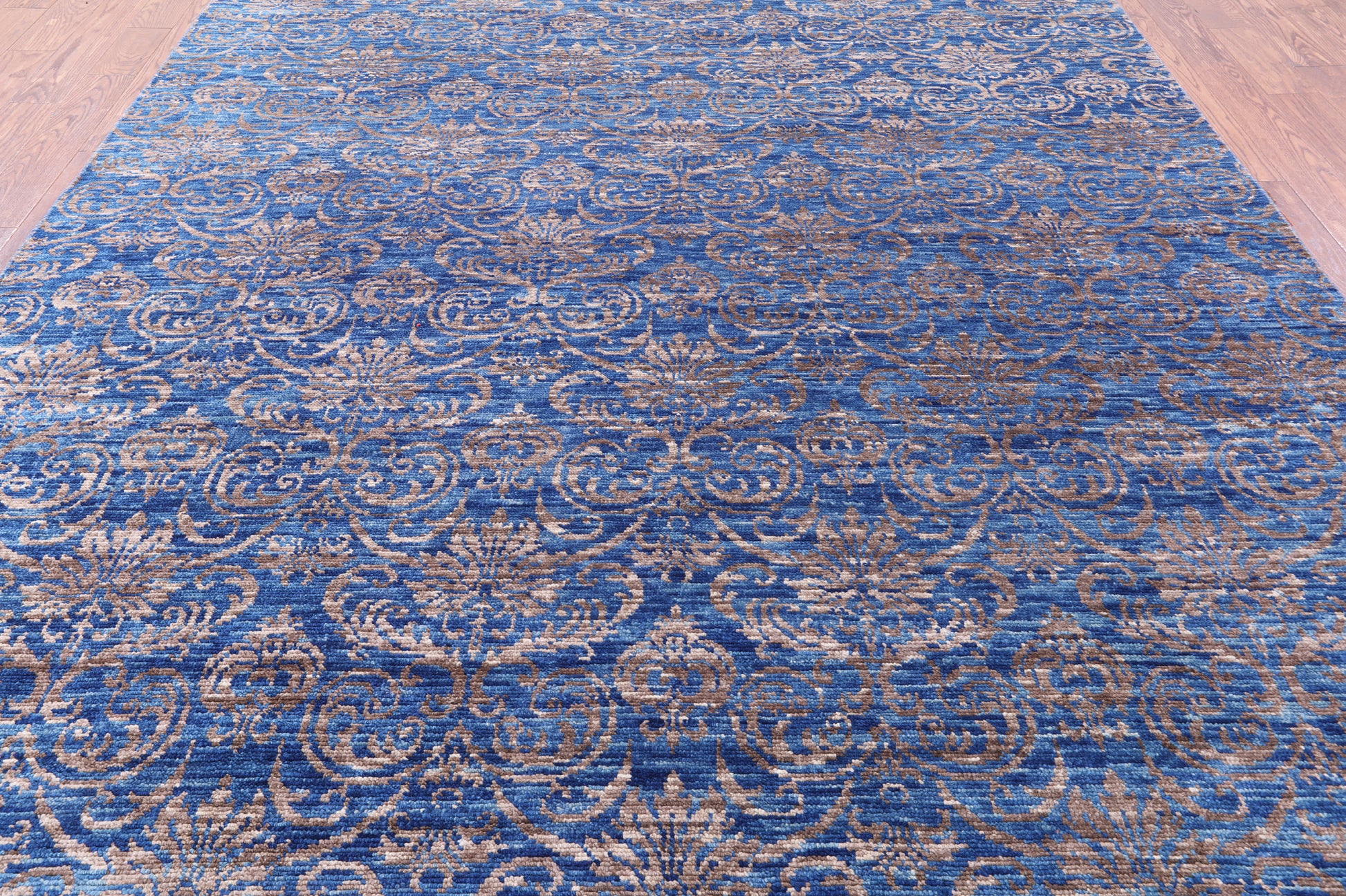 Blue Modern Hand Knotted Wool Rug - 8' 10" X 11' 11" - Golden Nile