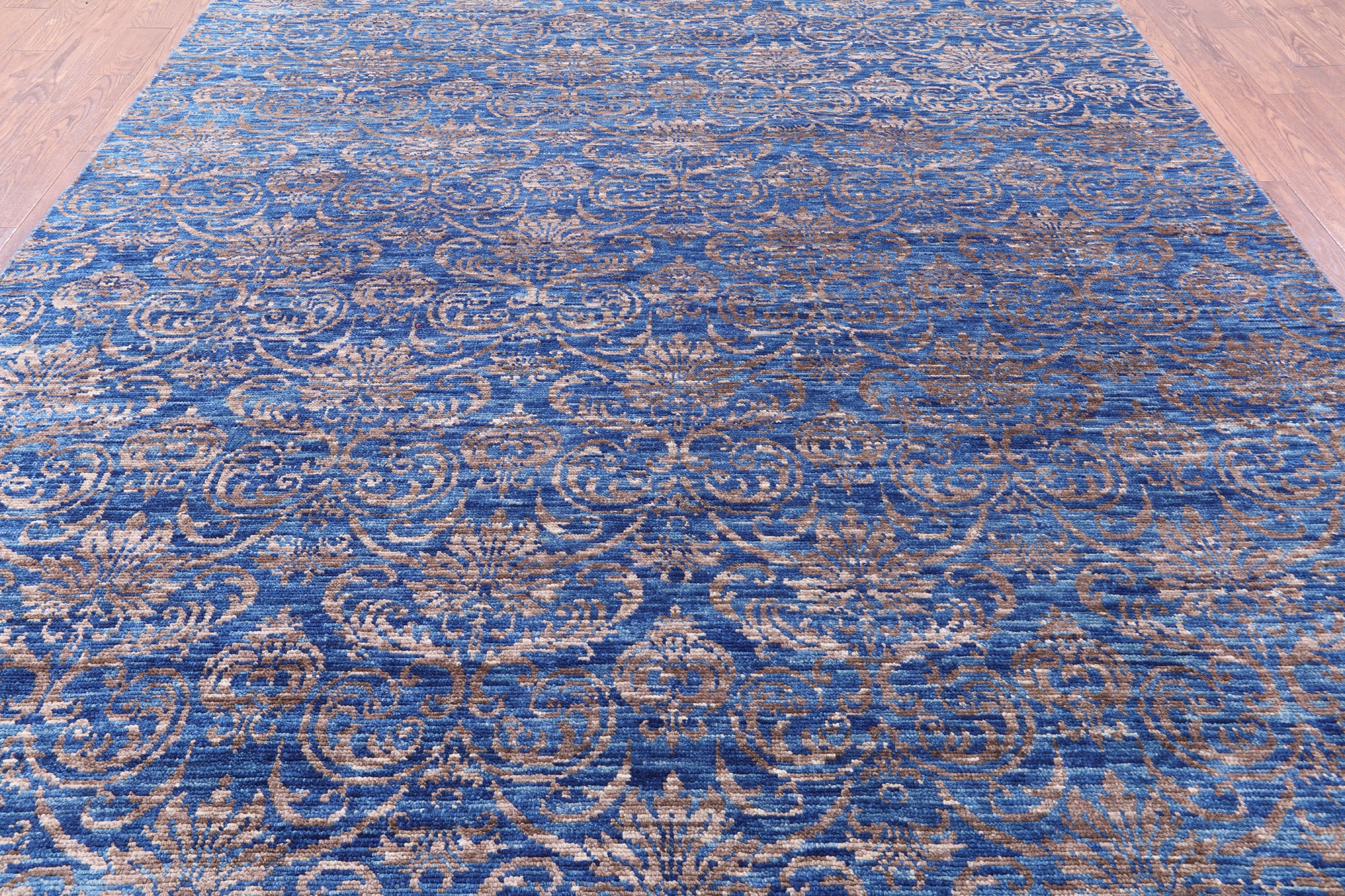 Blue Modern Hand Knotted Wool Rug - 8' 10" X 11' 11" - Golden Nile