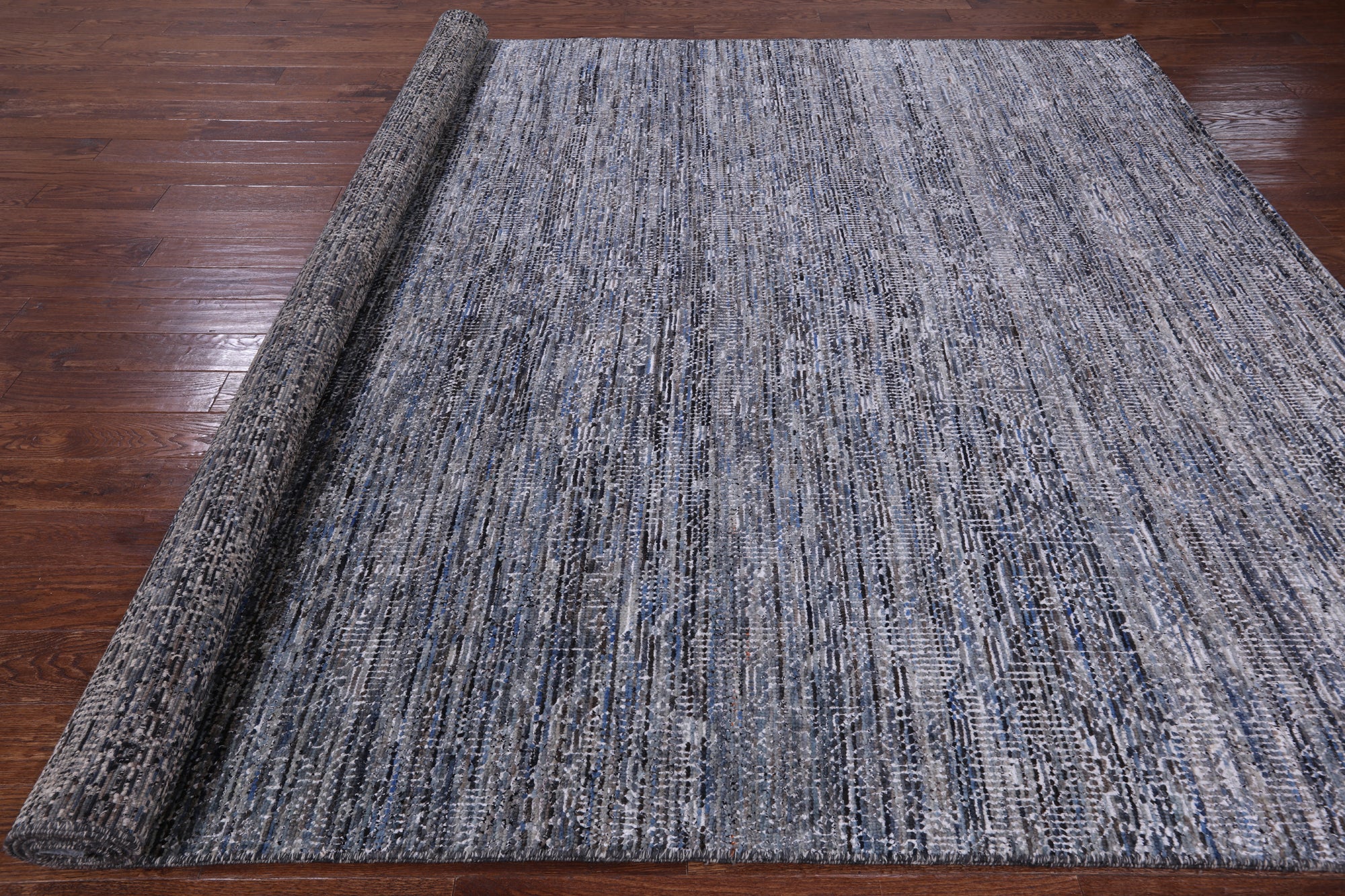 Contemporary Hand Knotted Wool & Silk Rug - 9' 0" X 11' 11" - Golden Nile