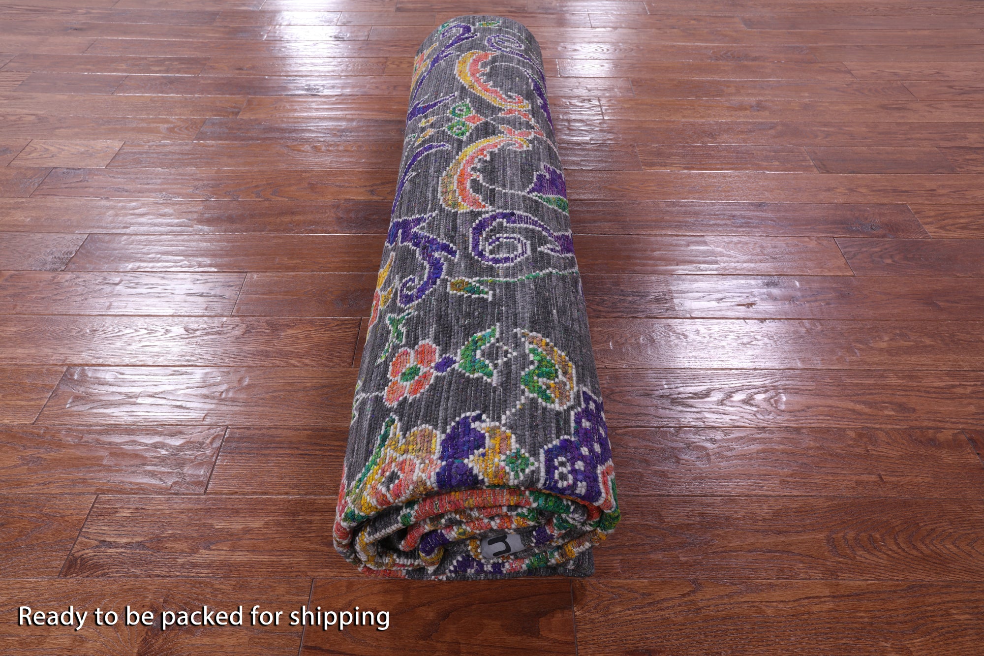 Grey Modern Handmade Wool & Silk Rug - 8' 10" X 11' 10" - Golden Nile