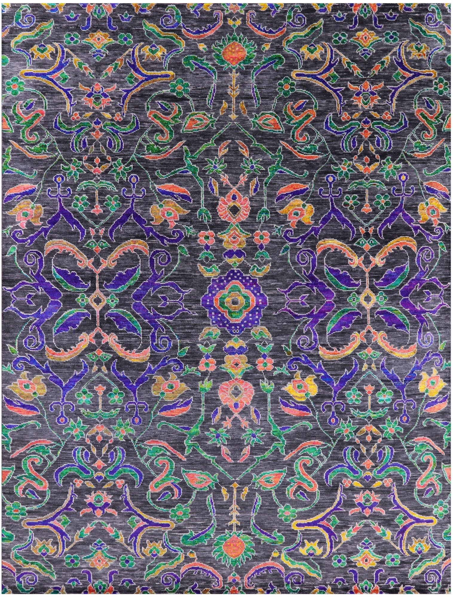 Grey Modern Handmade Wool & Silk Rug - 8' 10" X 11' 10" - Golden Nile