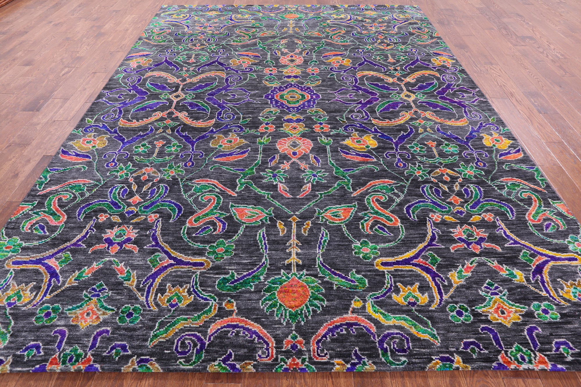 Grey Modern Handmade Wool & Silk Rug - 8' 10" X 11' 10" - Golden Nile