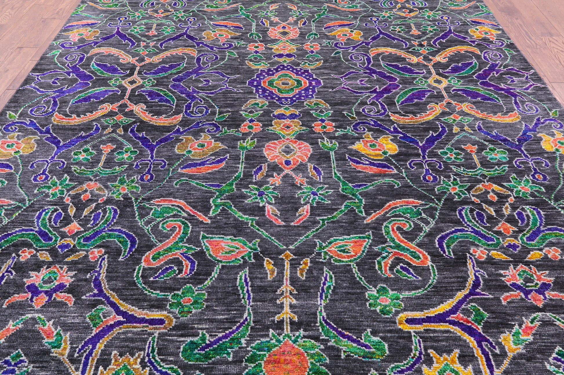 Grey Modern Handmade Wool & Silk Rug - 8' 10" X 11' 10" - Golden Nile