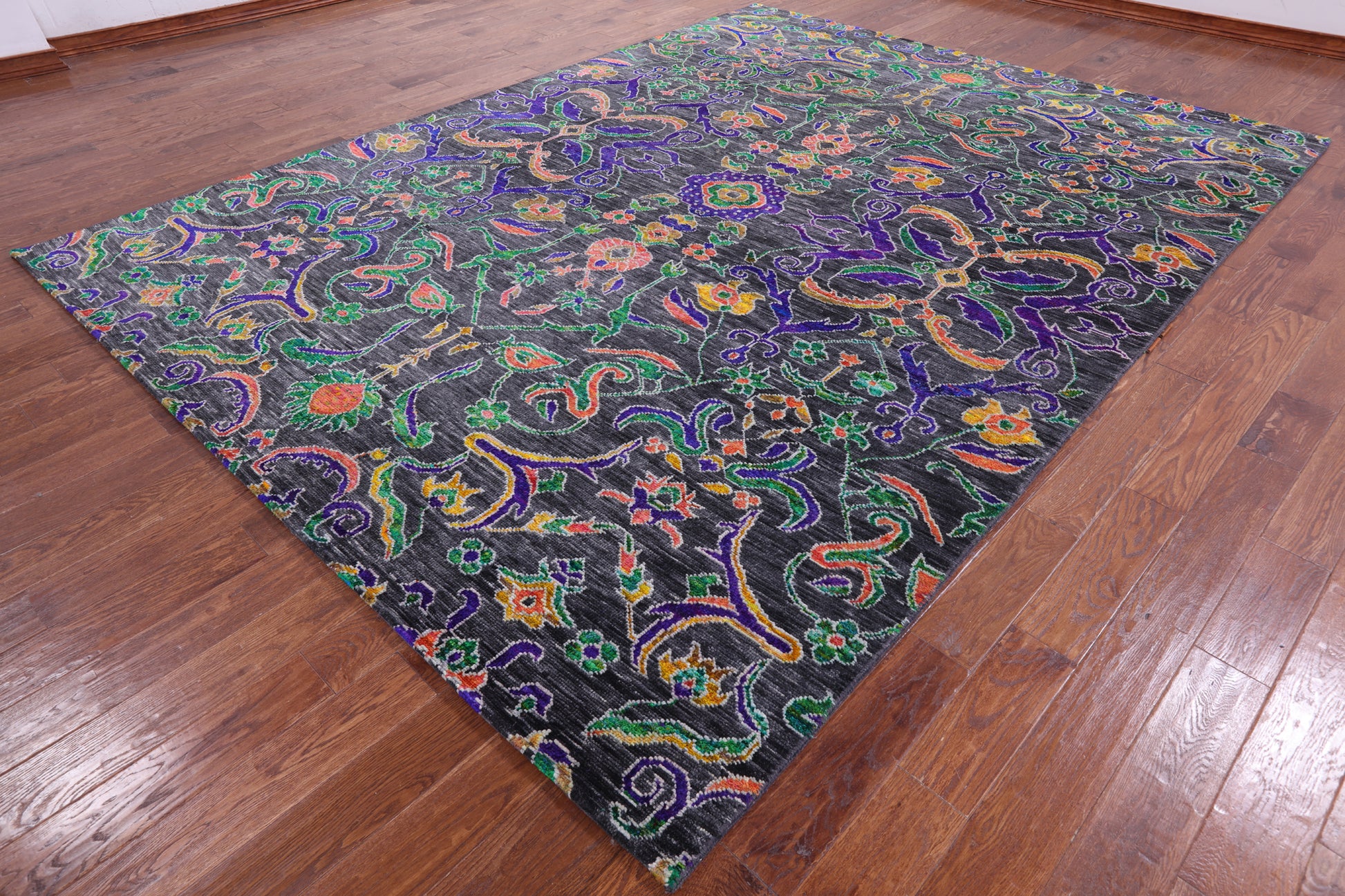 Grey Modern Handmade Wool & Silk Rug - 8' 10" X 11' 10" - Golden Nile