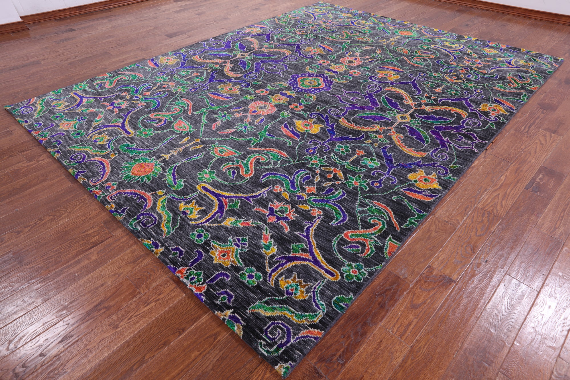 Grey Modern Handmade Wool & Silk Rug - 8' 10" X 11' 10" - Golden Nile