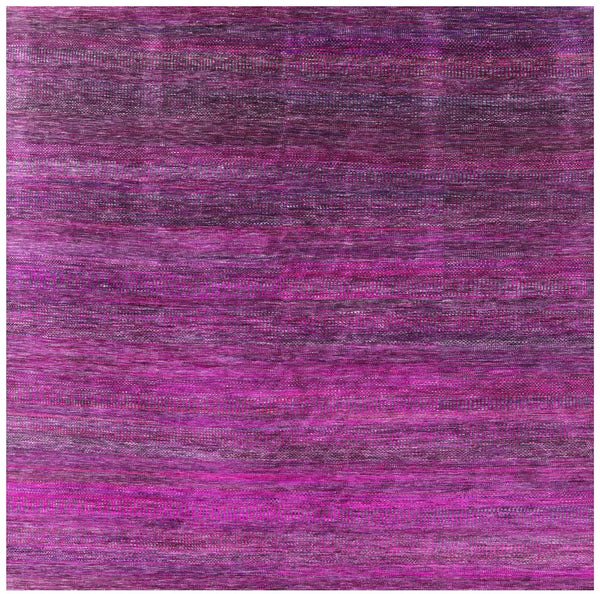 Purple Square Savannah Grass Handmade Wool & Silk Rug - 9' 11" X 10' 1" - Golden Nile