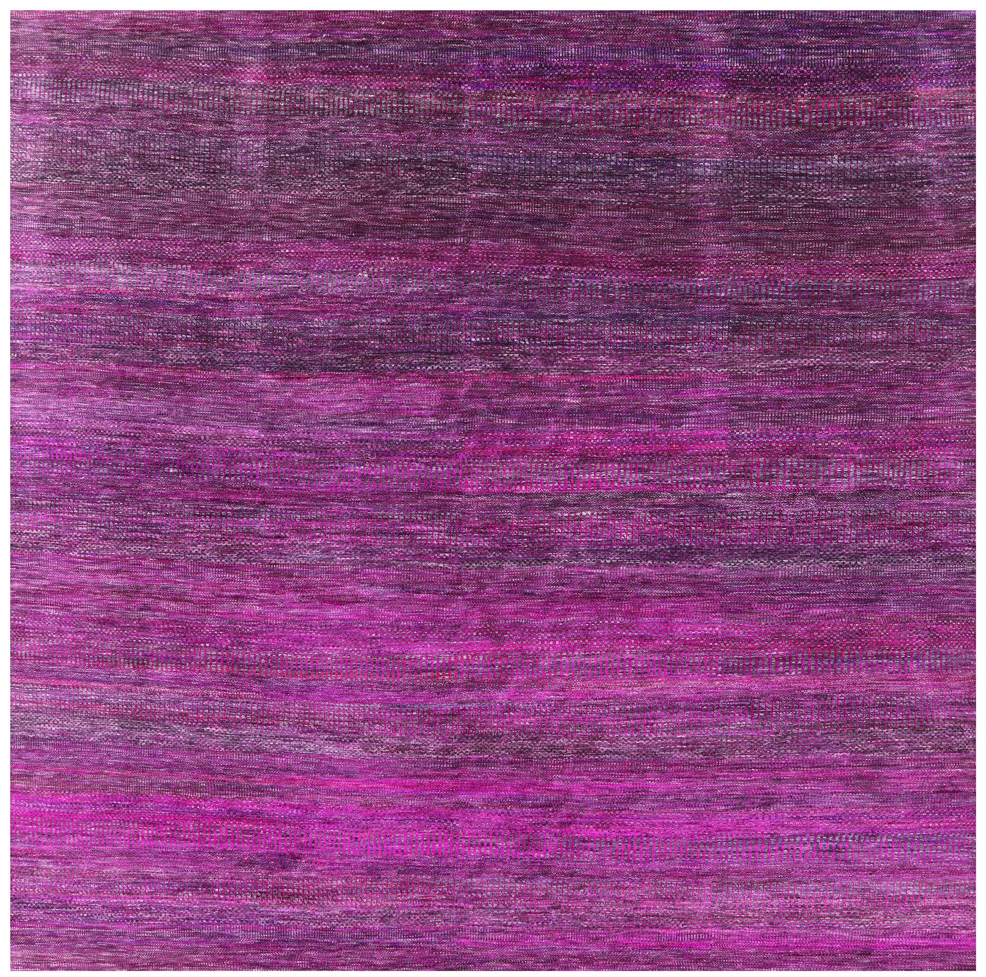 Purple Square Savannah Grass Handmade Wool & Silk Rug - 9' 11" X 10' 1" - Golden Nile