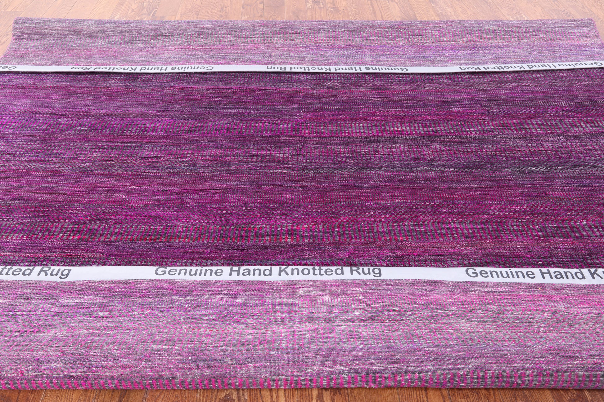 Purple Square Savannah Grass Handmade Wool & Silk Rug - 9' 11" X 10' 1" - Golden Nile