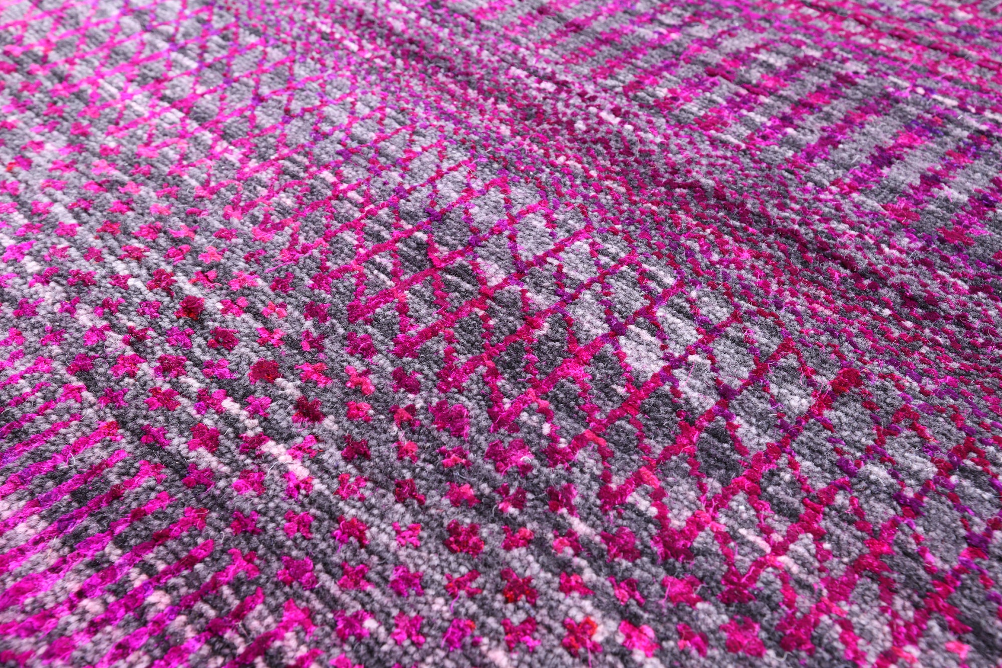 Purple Square Savannah Grass Handmade Wool & Silk Rug - 9' 11" X 10' 1" - Golden Nile