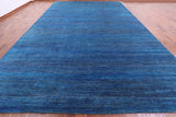 Blue Savannah Grass Hand Knotted Wool & Silk Rug - 11' 11" X 18' 0" - Golden Nile