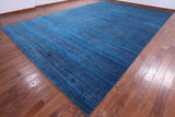 Blue Savannah Grass Hand Knotted Wool & Silk Rug - 11' 11" X 18' 0" - Golden Nile