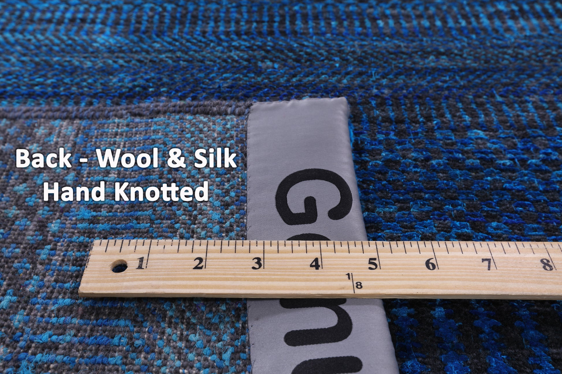 Blue Savannah Grass Handmade Wool & Silk Runner Rug - 2' 7" X 23' 9" - Golden Nile