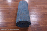 Blue Savannah Grass Handmade Wool & Silk Runner Rug - 2' 7" X 23' 9" - Golden Nile