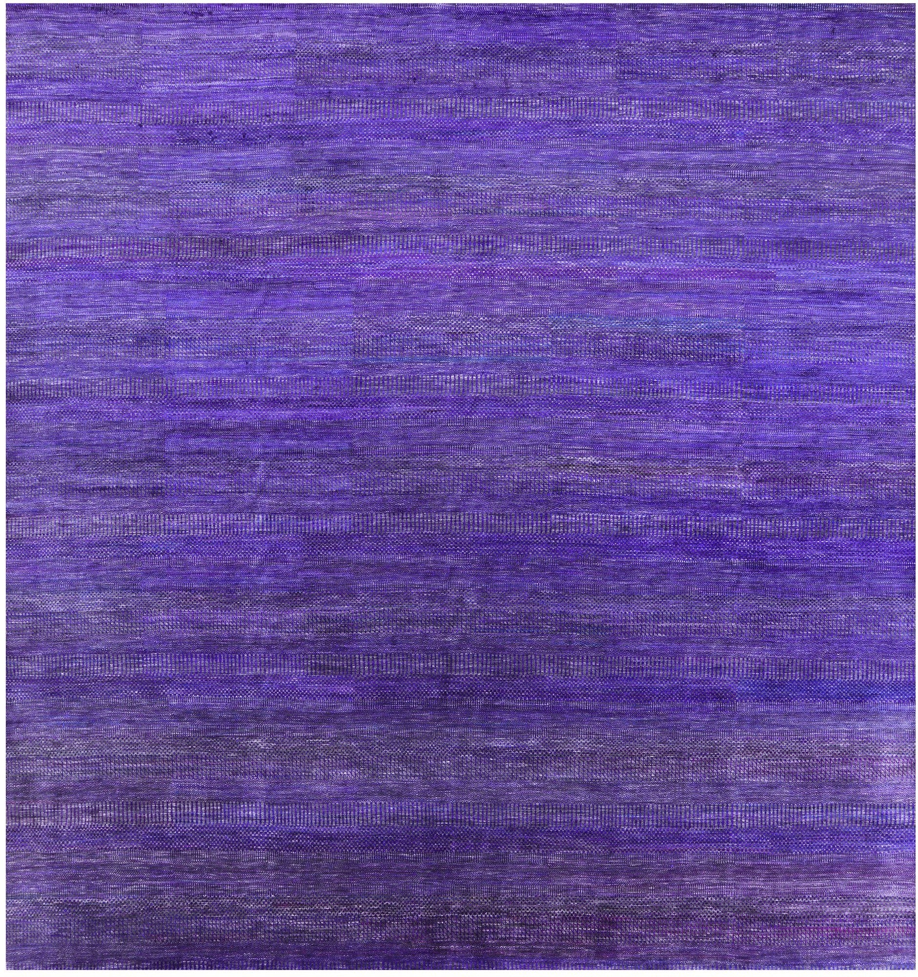 Purple Square Savannah Grass Hand Knotted Wool & Silk Rug - 11' 11" X 12' 3" - Golden Nile
