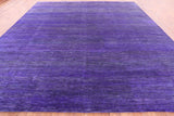 Purple Square Savannah Grass Hand Knotted Wool & Silk Rug - 11' 11" X 12' 3" - Golden Nile