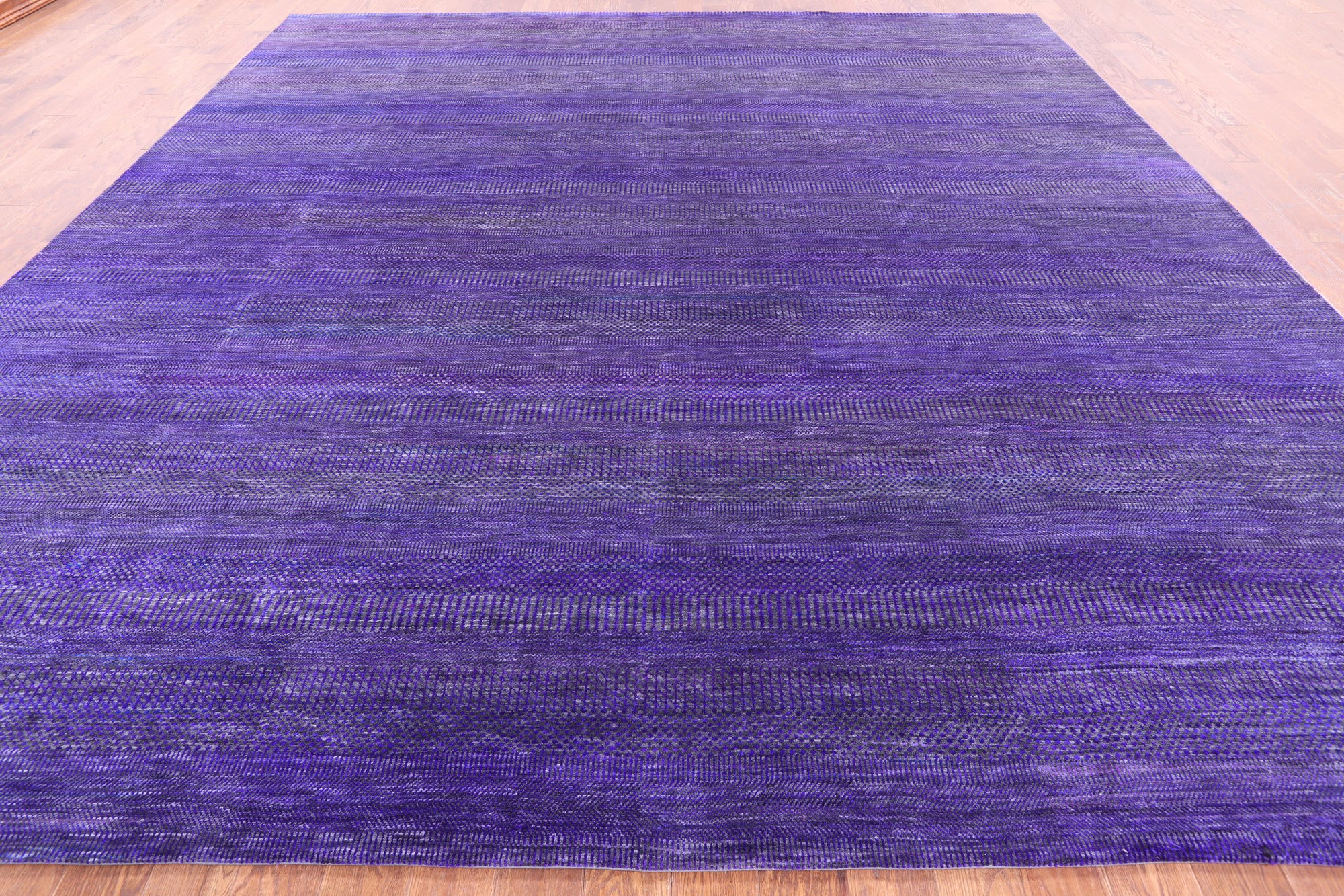 Purple Square Savannah Grass Hand Knotted Wool & Silk Rug - 11' 11" X 12' 3" - Golden Nile