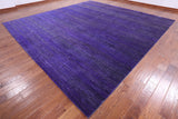 Purple Square Savannah Grass Hand Knotted Wool & Silk Rug - 11' 11" X 12' 3" - Golden Nile
